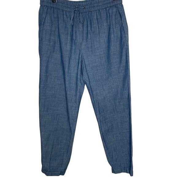 J.Crew Pants Womens Size 6 Chambray Paperbag Blue Everyday Comfort Drawstring - Picture 1 of 7